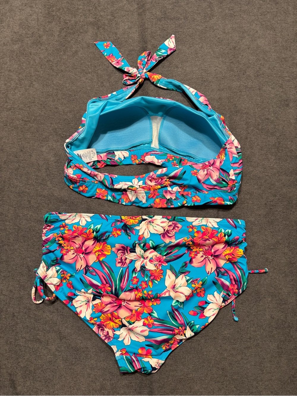 Lands End blue floral bikini set size XL - Picture 2 of 6